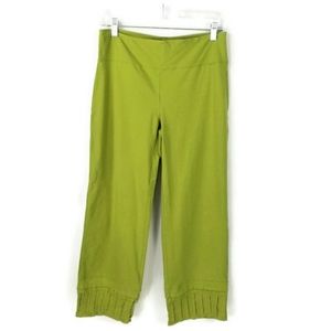 Neon Buddha Green Pullon Cropped Pleated Cuff Capri Pants Womens Small